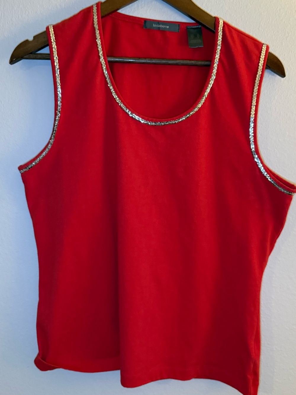 Liz Claiborne Red Tank with Metallic Trim